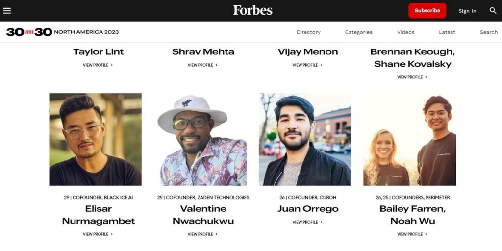 Forbes 30 under 30